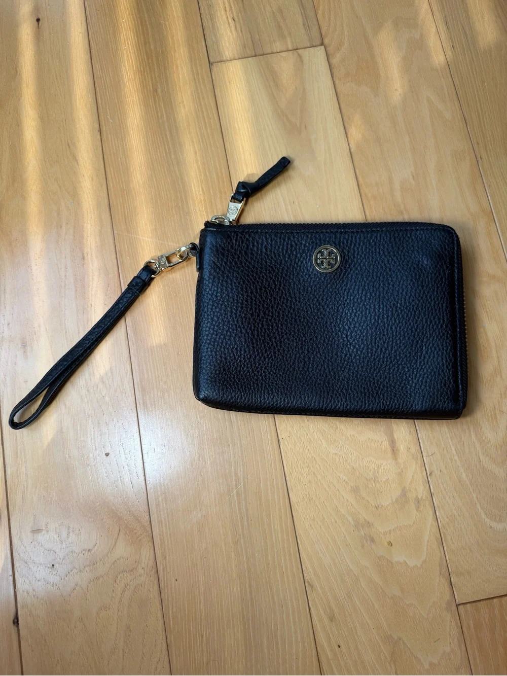 Tory Burch Black Pebbled Leather Wristlet